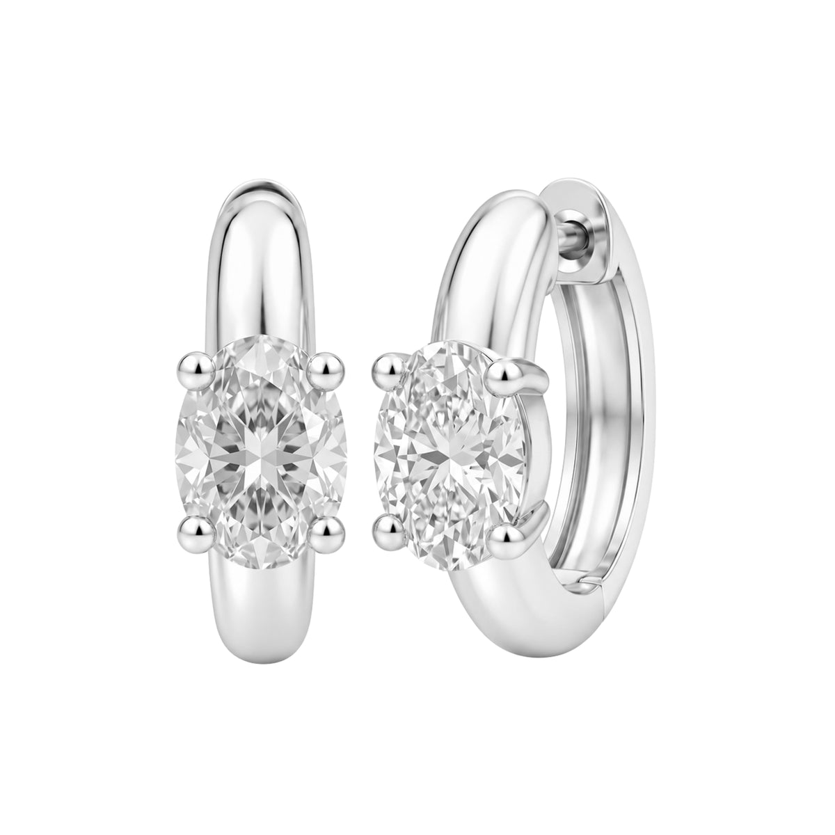 Lab-Grown Diamond Solitaire Hoop Earrings in 14K White Gold or 14K Yellow Gold