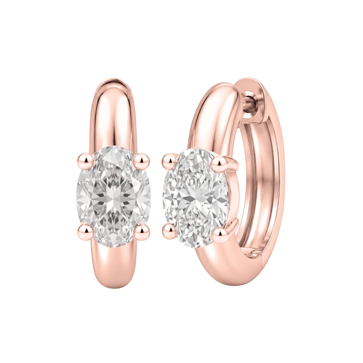 Lab-Grown Diamond Oval Hoop Earrings in 14K White Gold or 14K Yellow Gold