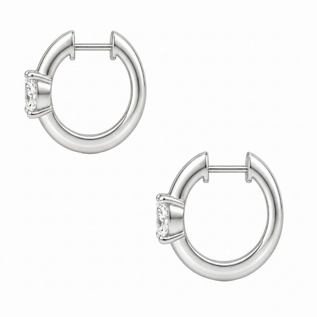 Lab-Grown Diamond Solitaire Hoop Earrings in 14K White Gold or 14K Yellow Gold
