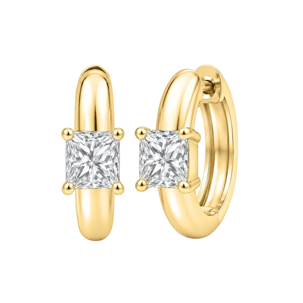 Lab-Grown Diamond Solitaire Hoop Earrings in 14K White Gold or 14K Yellow Gold