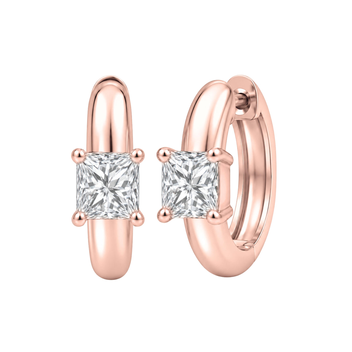 Lab-Grown Diamond Solitaire Hoop Earrings in 14K White Gold or 14K Yellow Gold