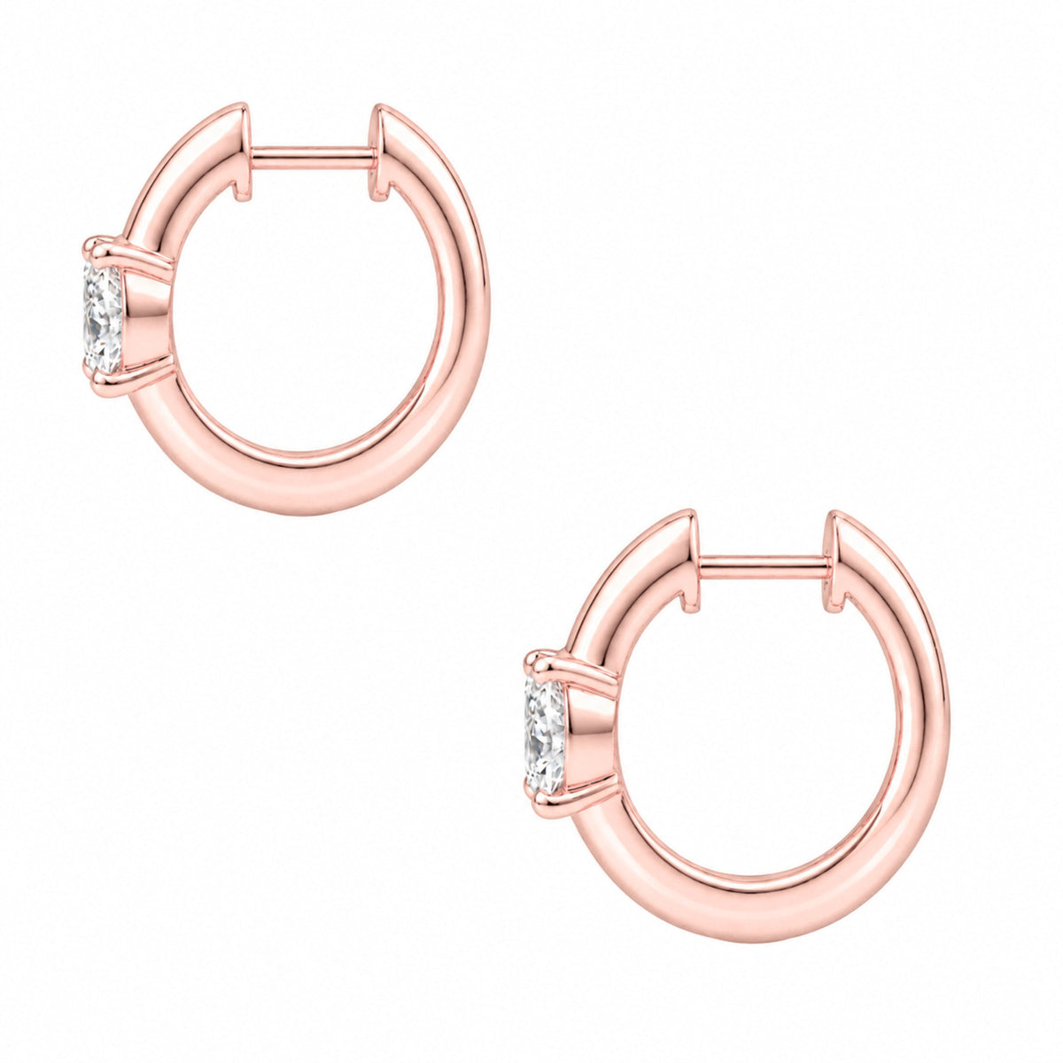 Lab-Grown Diamond Solitaire Hoop Earrings in 14K White Gold or 14K Yellow Gold