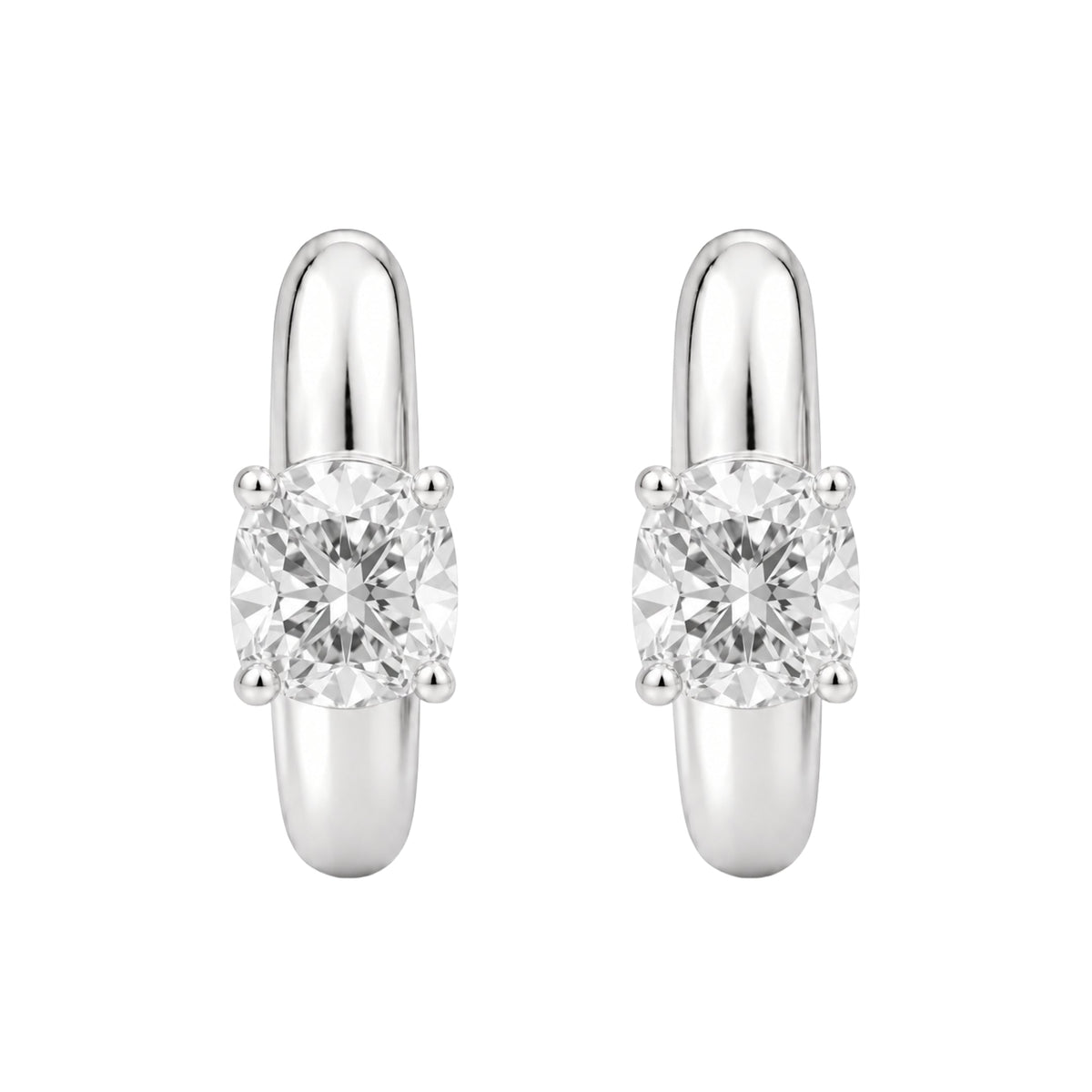 Lab-Grown Diamond Cushion Hoop Earrings in 14K White Gold or 14K Yellow Gold