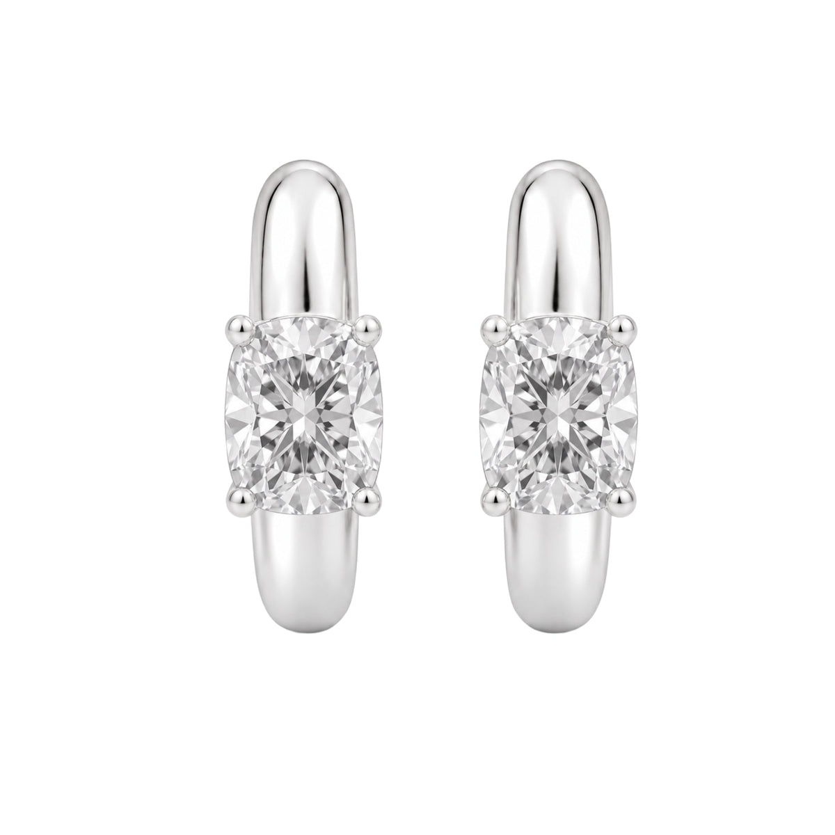 Lab-Grown Diamond Solitaire Hoop Earrings in 14K White Gold or 14K Yellow Gold