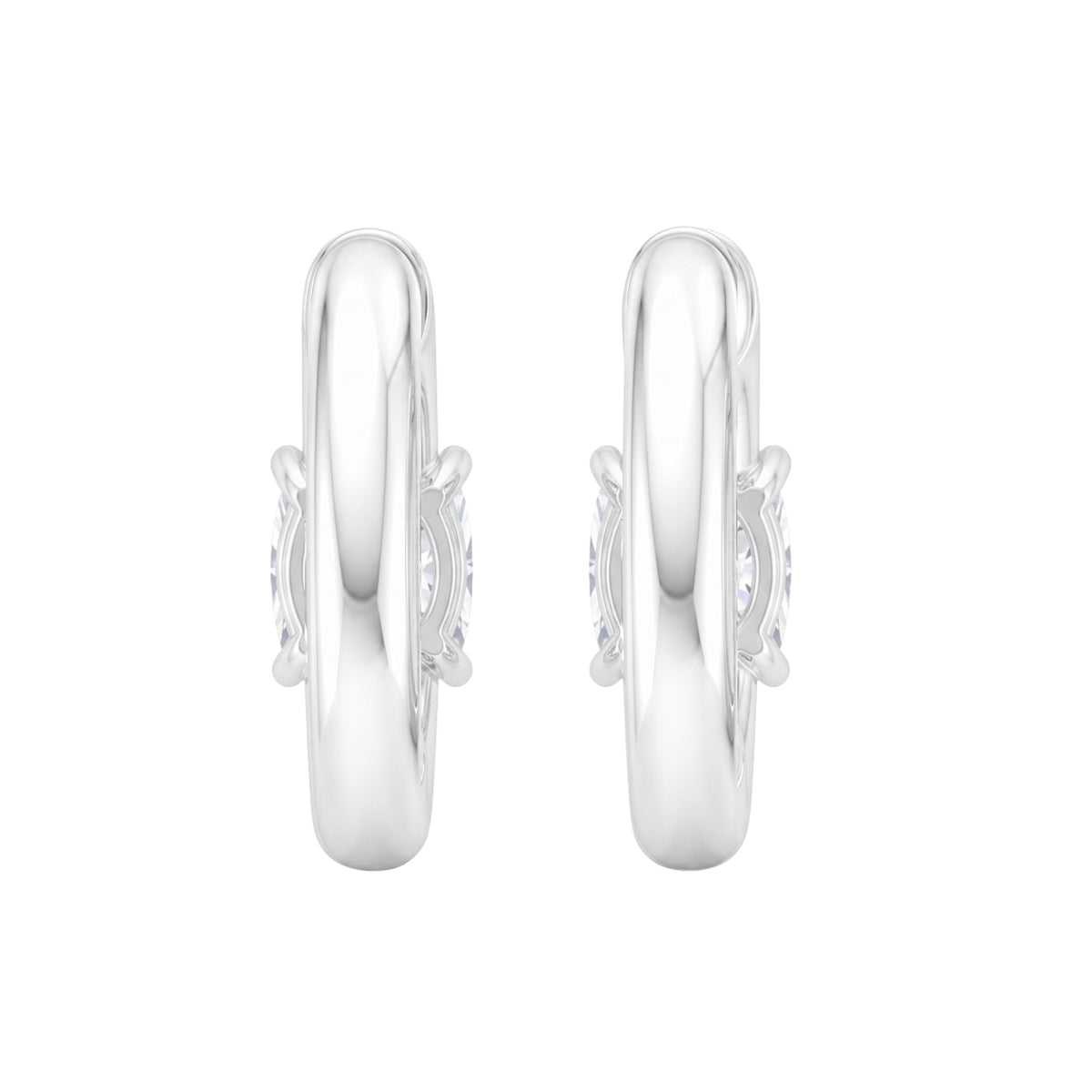 Lab-Grown Diamond Solitaire Hoop Earrings in 14K White Gold or 14K Yellow Gold
