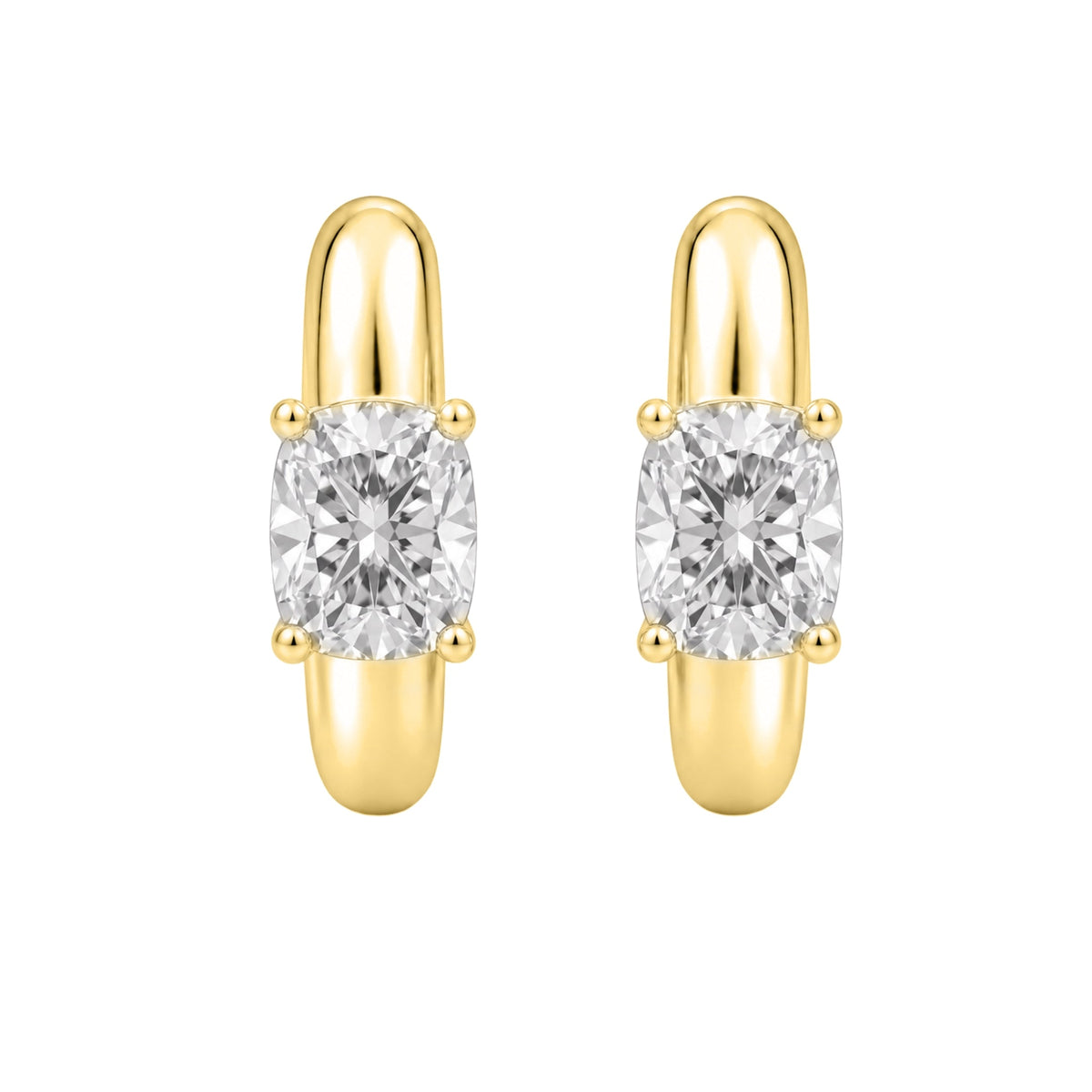 Lab-Grown Diamond Long Cushion Hoop Earrings in 14K White Gold or 14K Yellow Gold