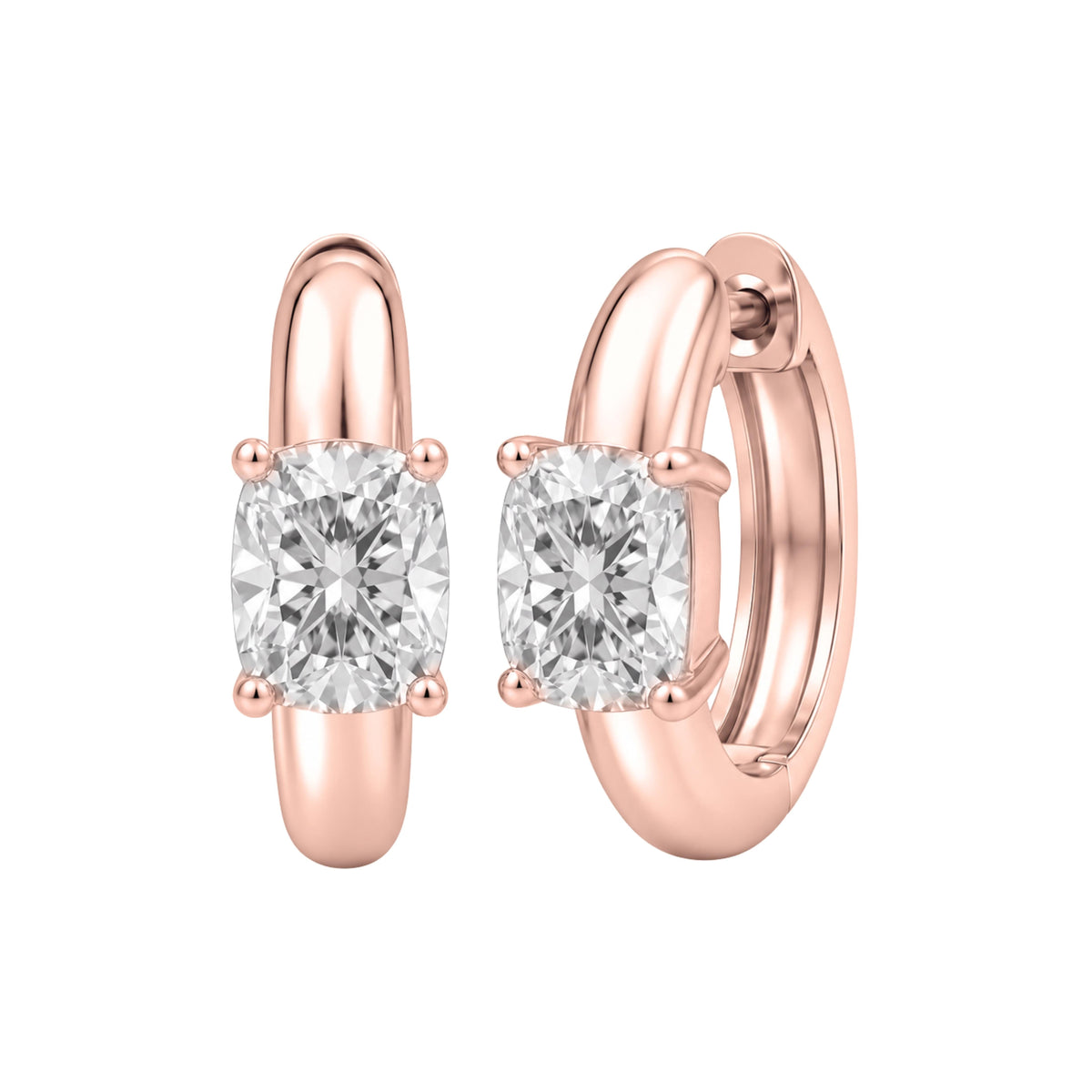 Lab-Grown Diamond Solitaire Hoop Earrings in 14K White Gold or 14K Yellow Gold