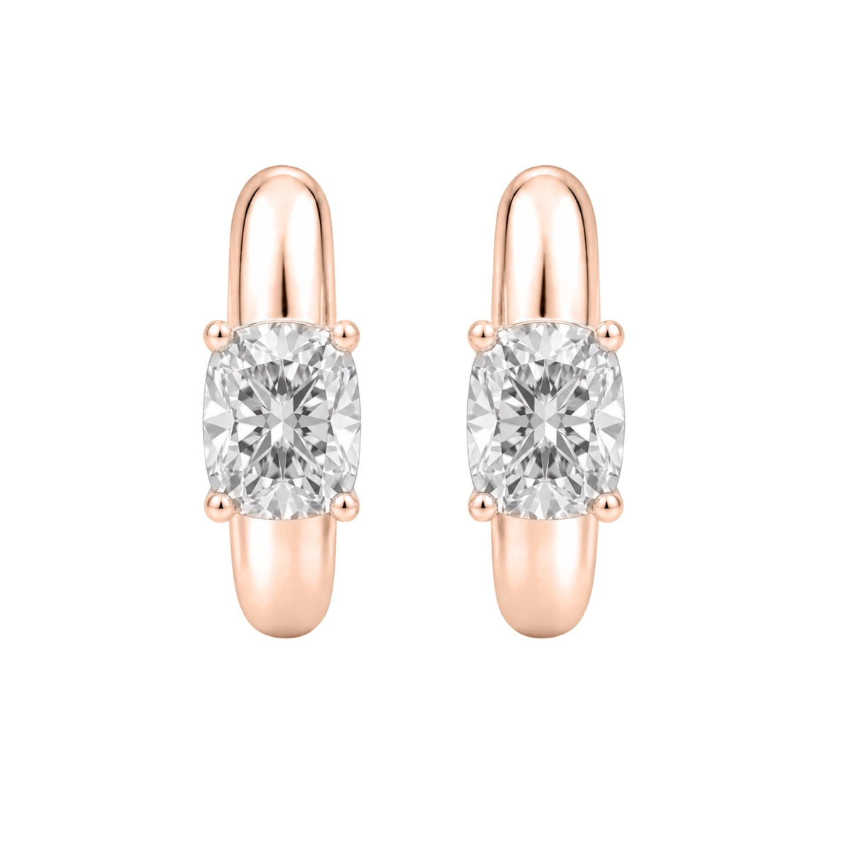 Lab-Grown Diamond Long Cushion Hoop Earrings in 14K White Gold or 14K Yellow Gold