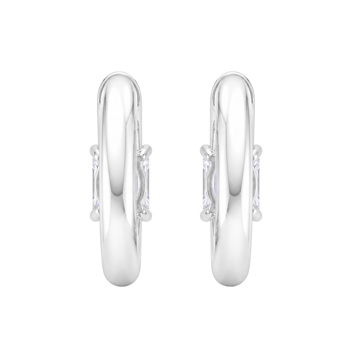 Lab-Grown Diamond Radiant Hoop Earrings in 14K White Gold or 14K Yellow Gold