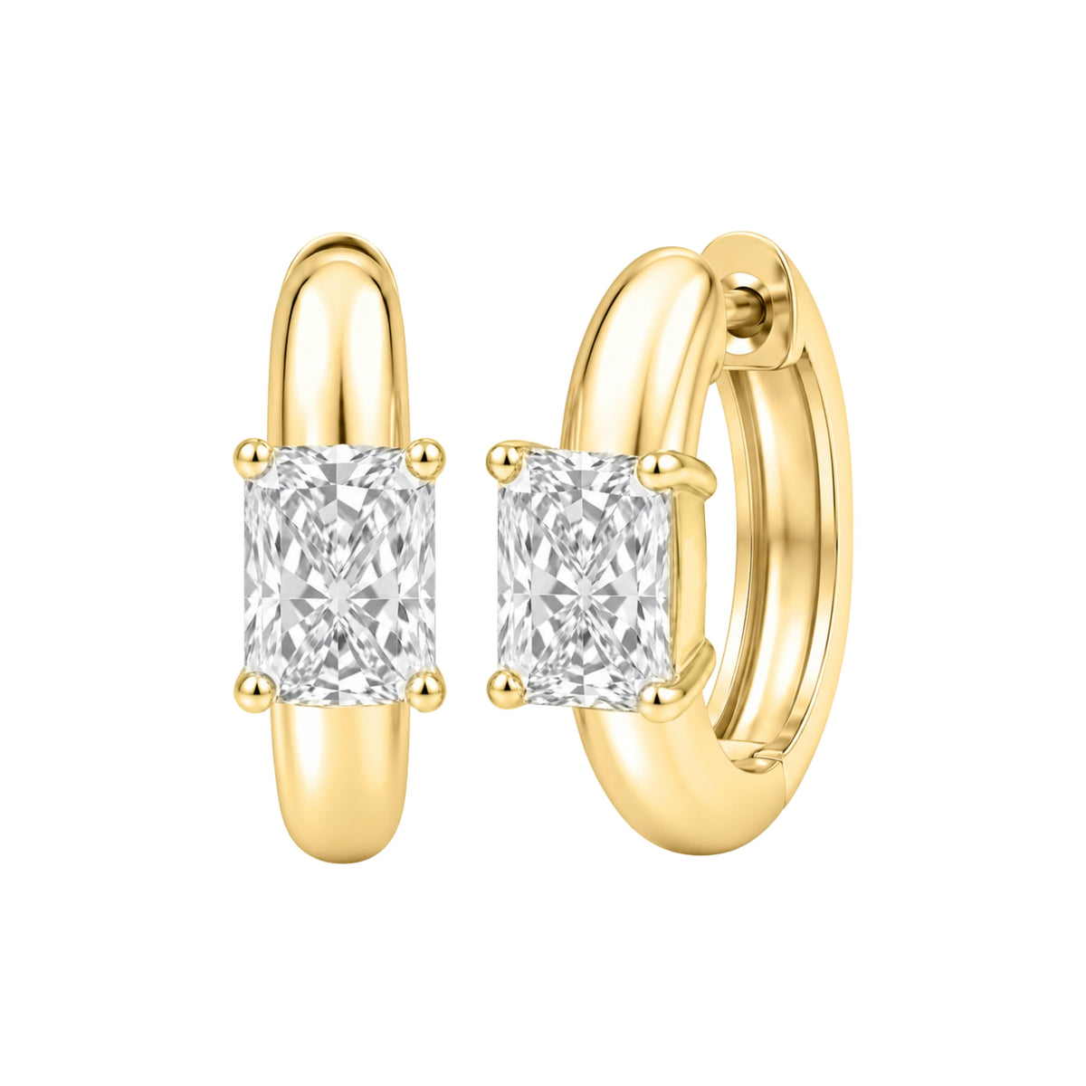 Lab-Grown Diamond Radiant Hoop Earrings in 14K White Gold or 14K Yellow Gold