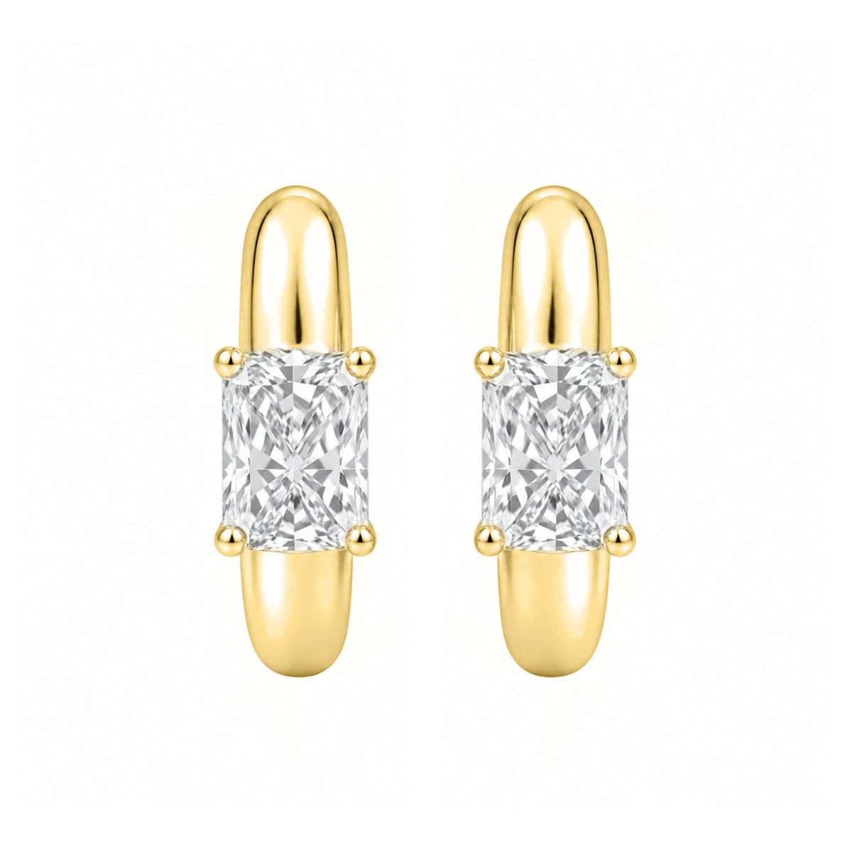 Lab-Grown Diamond Radiant Hoop Earrings in 14K White Gold or 14K Yellow Gold