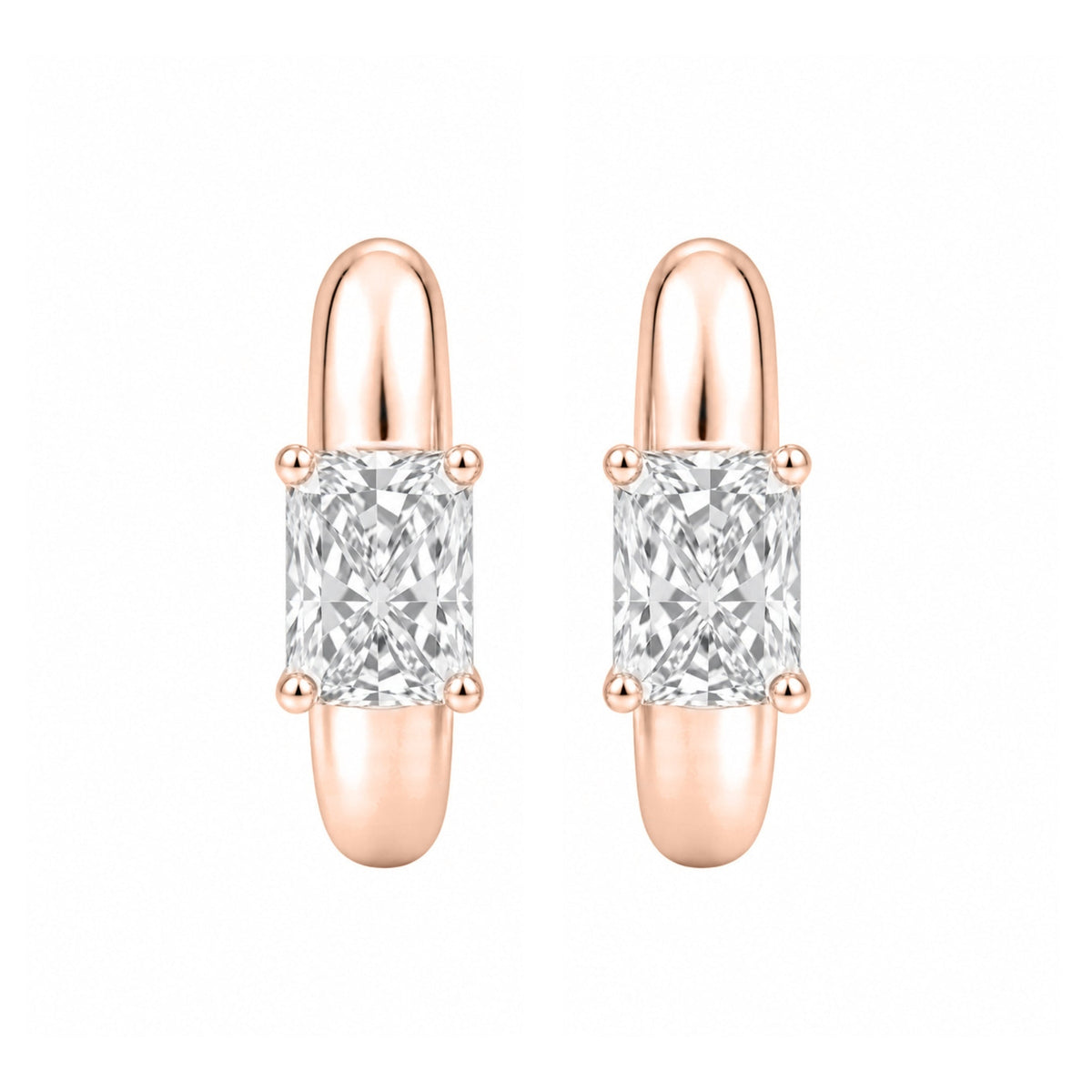 Lab-Grown Diamond Solitaire Hoop Earrings in 14K White Gold or 14K Yellow Gold