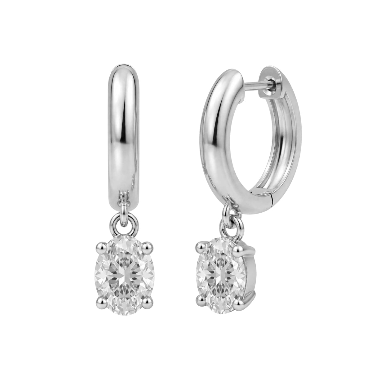 Lab-Grown Diamond Oval Hoop Earrings in 14K White Gold or 14K Yellow Gold