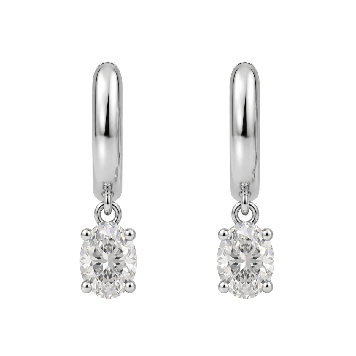Lab-Grown Diamond Oval Hoop Earrings in 14K White Gold or 14K Yellow Gold