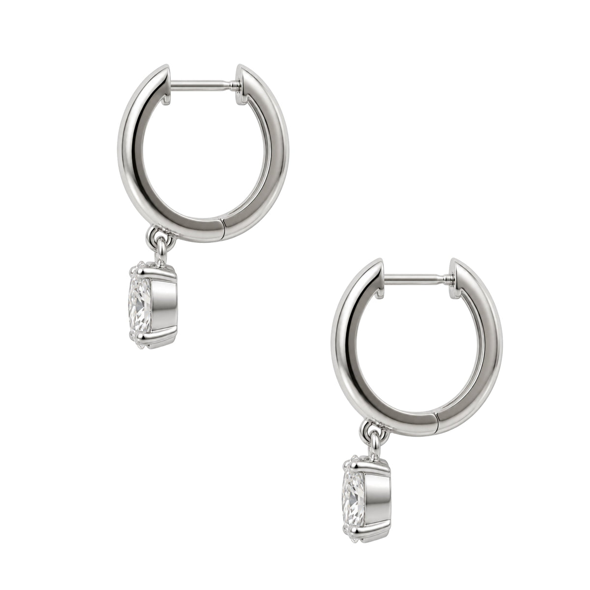 Lab-Grown Diamond Oval Hoop Earrings in 14K White Gold or 14K Yellow Gold