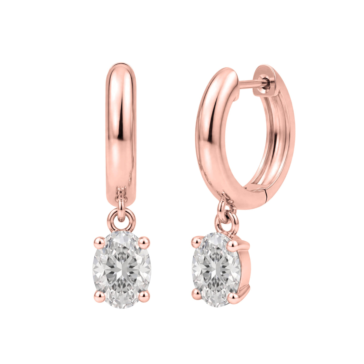 Lab-Grown Diamond Oval Hoop Earrings in 14K White Gold or 14K Yellow Gold
