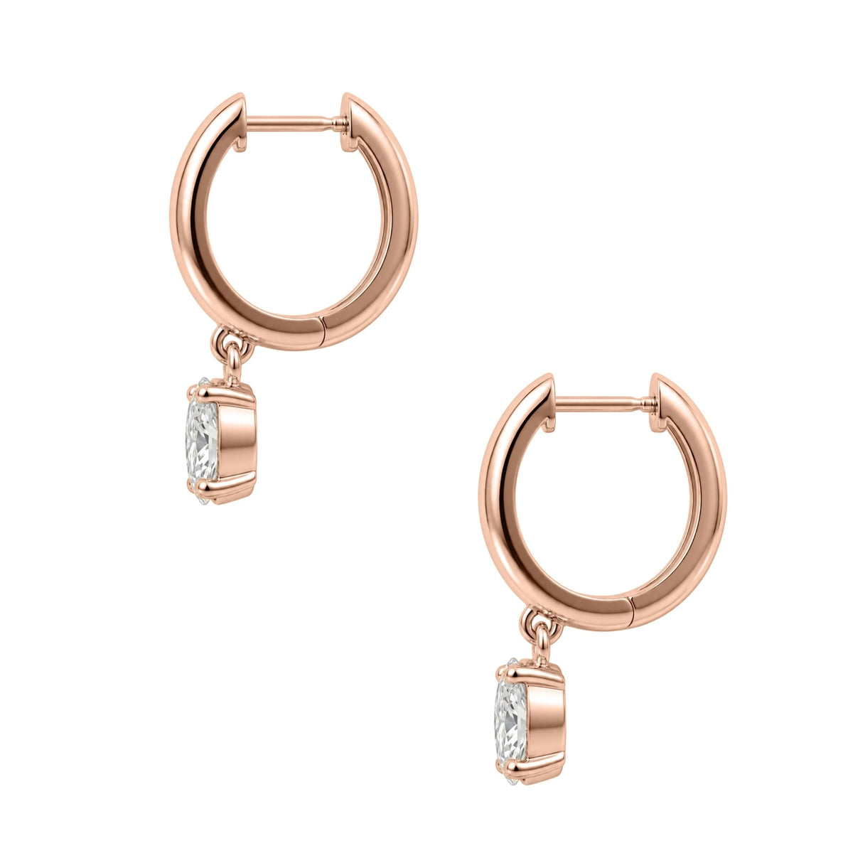 Lab-Grown Diamond Oval Hoop Earrings in 14K White Gold or 14K Yellow Gold