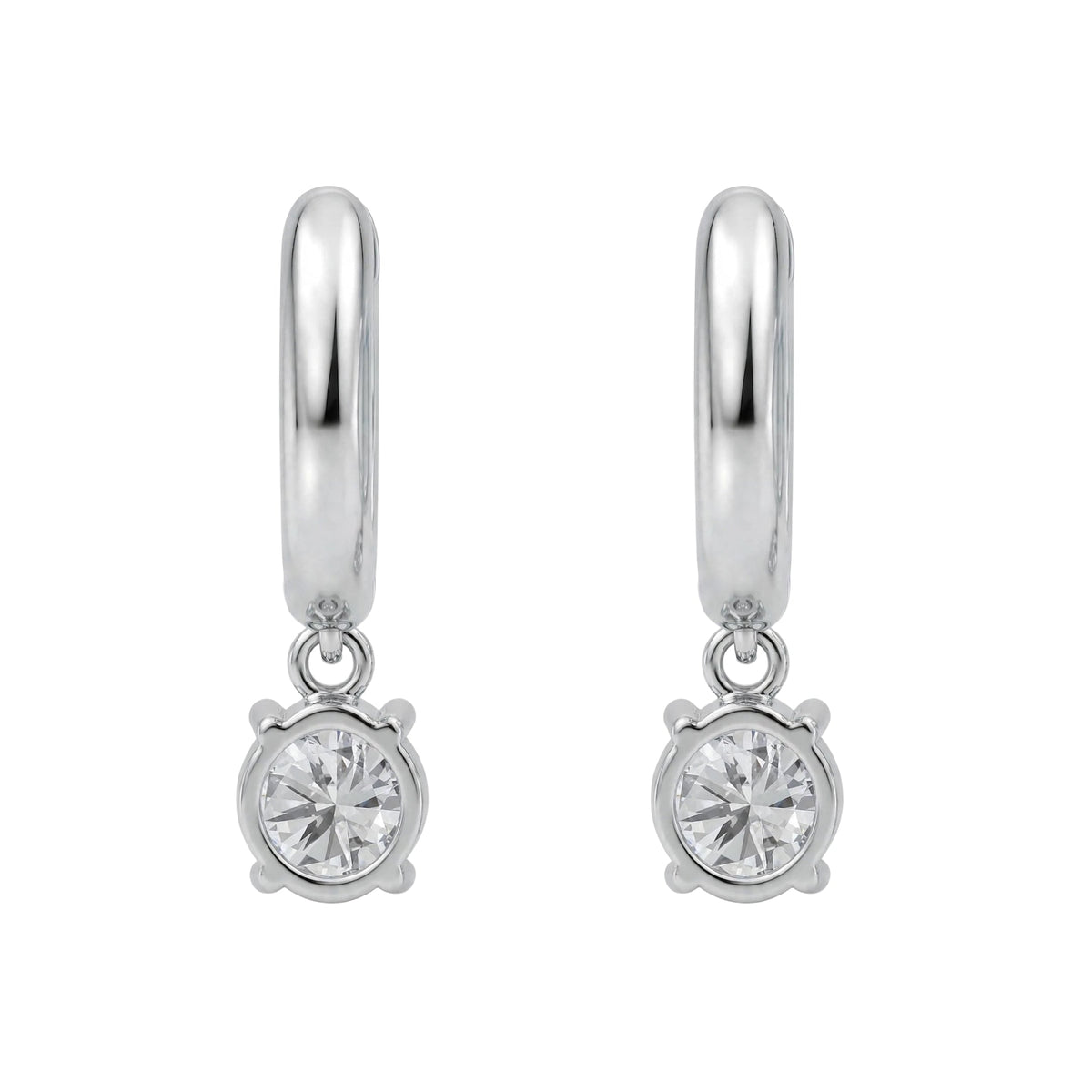 Lab-Grown Diamond Round Hoop Earrings in 14K White Gold or 14K Yellow Gold
