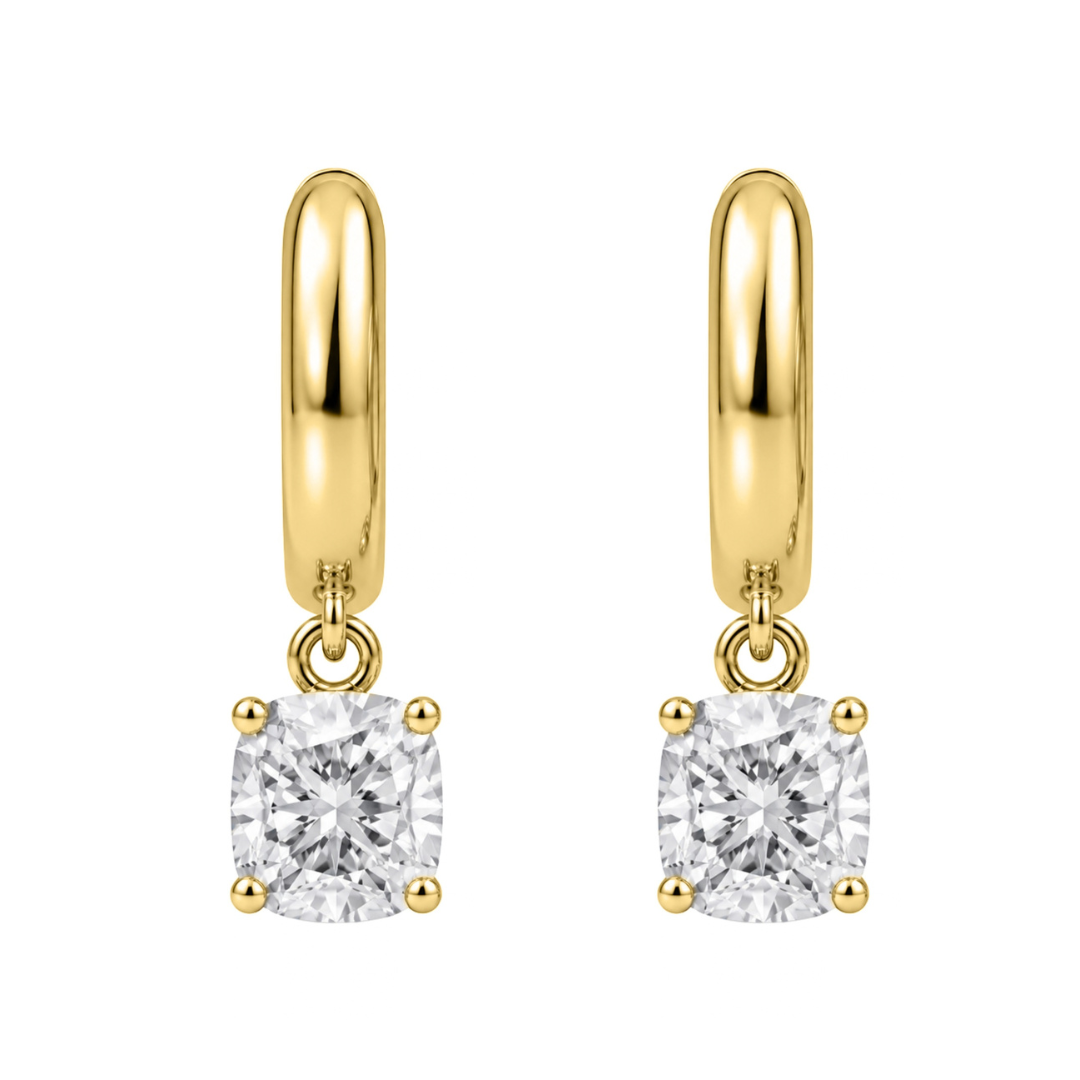 Lab-Grown Diamond Cushion Hoop Earrings in 14K White Gold or 14K Yellow Gold