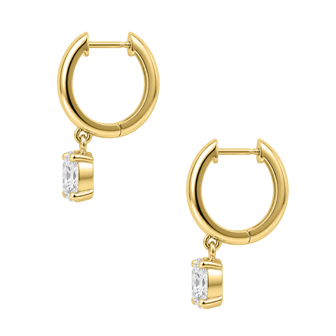Lab-Grown Diamond Cushion Hoop Earrings in 14K White Gold or 14K Yellow Gold