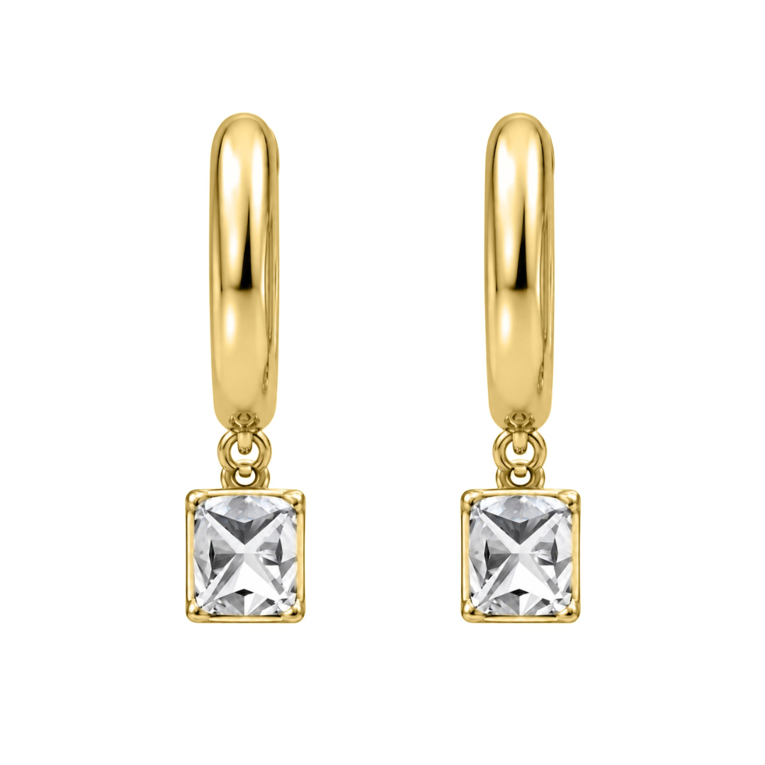 Lab-Grown Diamond Cushion Hoop Earrings in 14K White Gold or 14K Yellow Gold