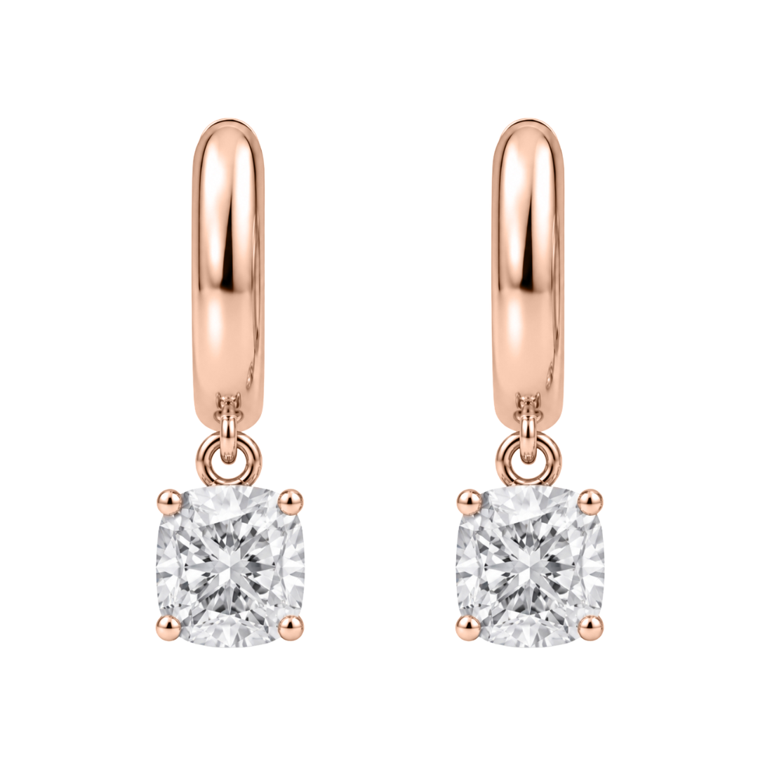 Lab-Grown Diamond Cushion Hoop Earrings in 14K White Gold or 14K Yellow Gold