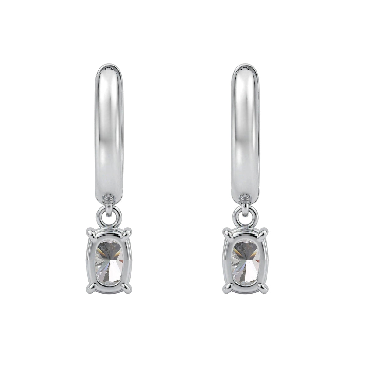 Lab-Grown Diamond Long Cushion Hoop Earrings in 14K White Gold or 14K Yellow Gold