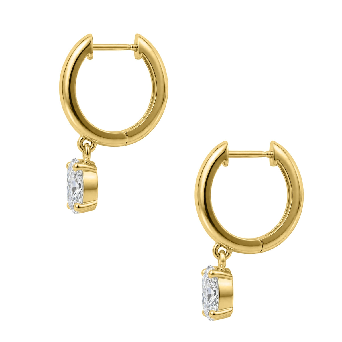 Lab-Grown Diamond Long Cushion Hoop Earrings in 14K White Gold or 14K Yellow Gold