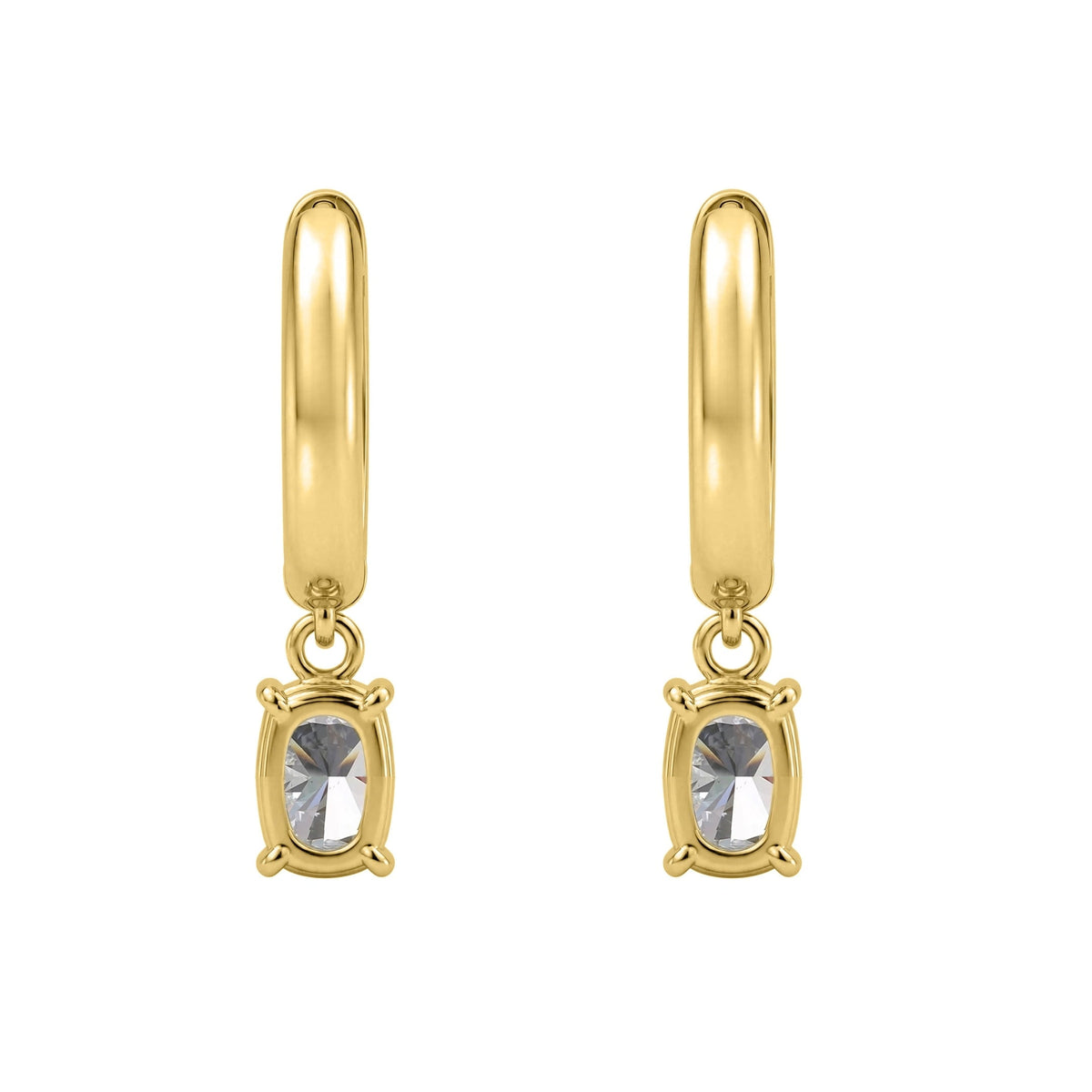 Lab-Grown Diamond Long Cushion Hoop Earrings in 14K White Gold or 14K Yellow Gold