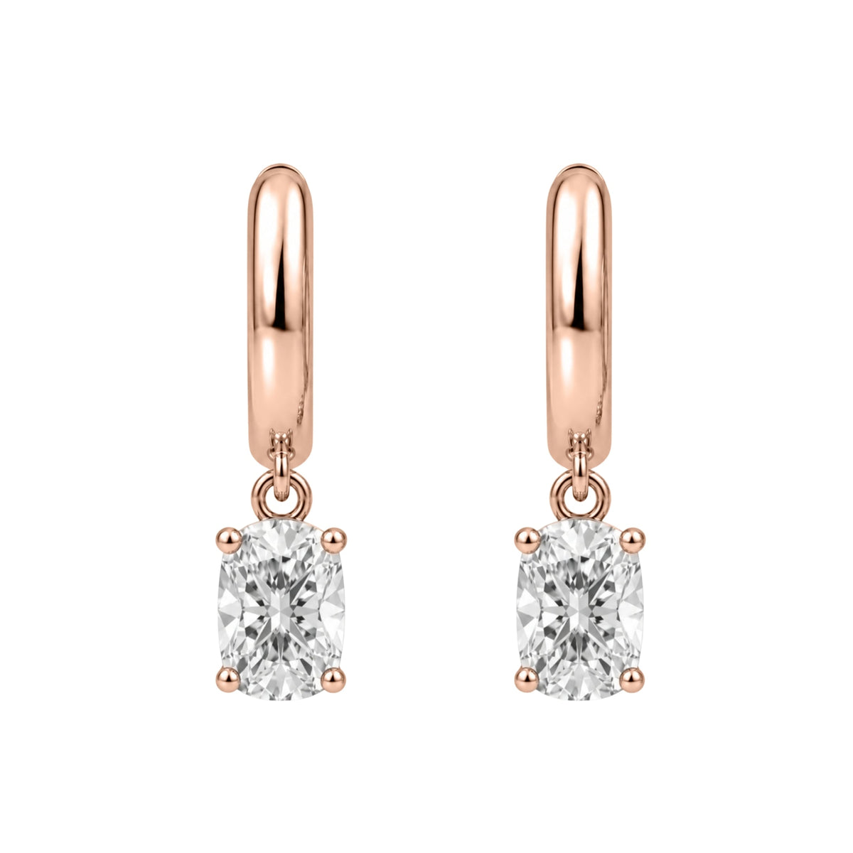 Lab-Grown Diamond Long Cushion Hoop Earrings in 14K White Gold or 14K Yellow Gold