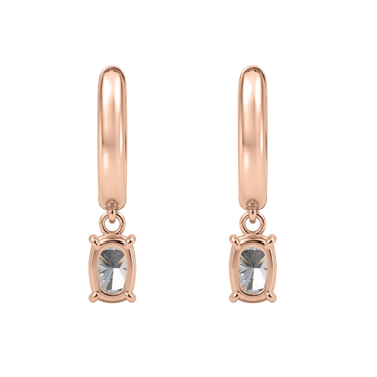 Lab-Grown Diamond Long Cushion Hoop Earrings in 14K White Gold or 14K Yellow Gold