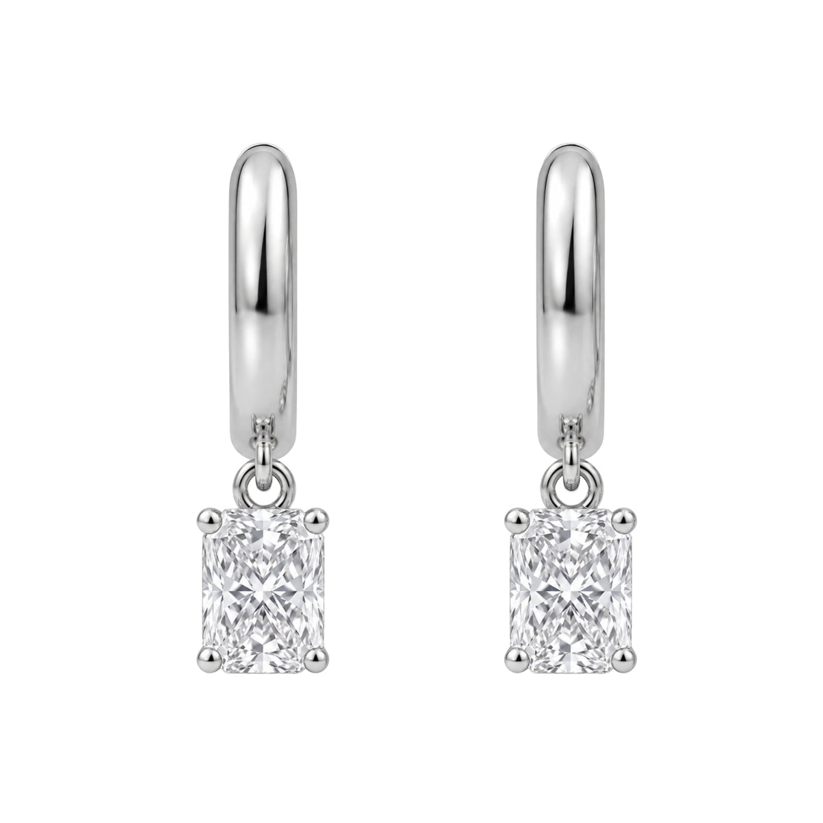 Lab-Grown Diamond Radiant Hoop Earrings in 14K White Gold or 14K Yellow Gold
