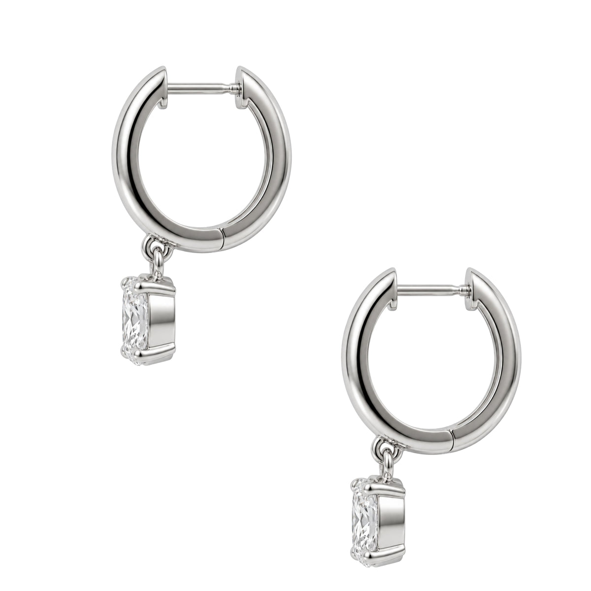 Lab-Grown Diamond Radiant Hoop Earrings in 14K White Gold or 14K Yellow Gold