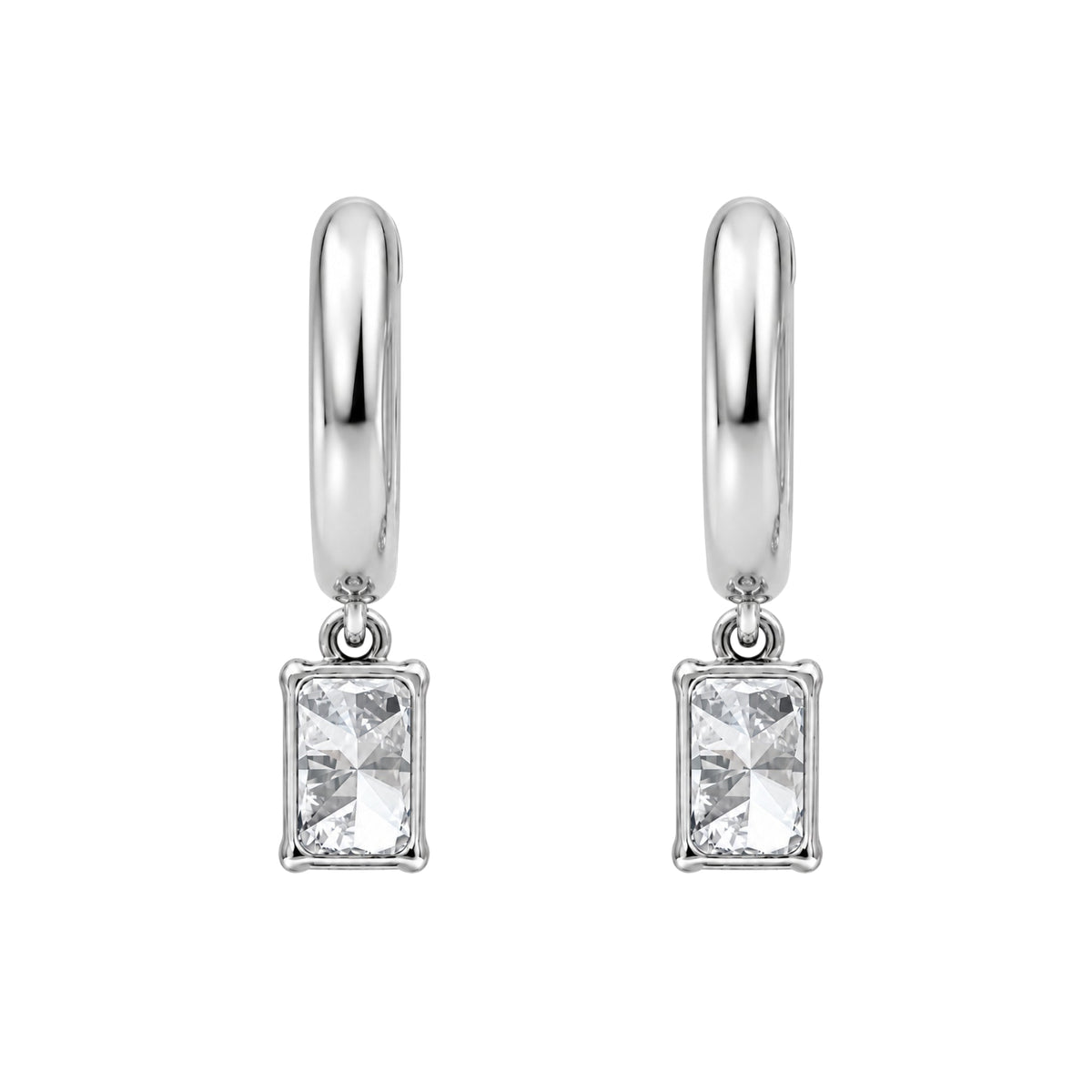 Lab-Grown Diamond Radiant Hoop Earrings in 14K White Gold or 14K Yellow Gold