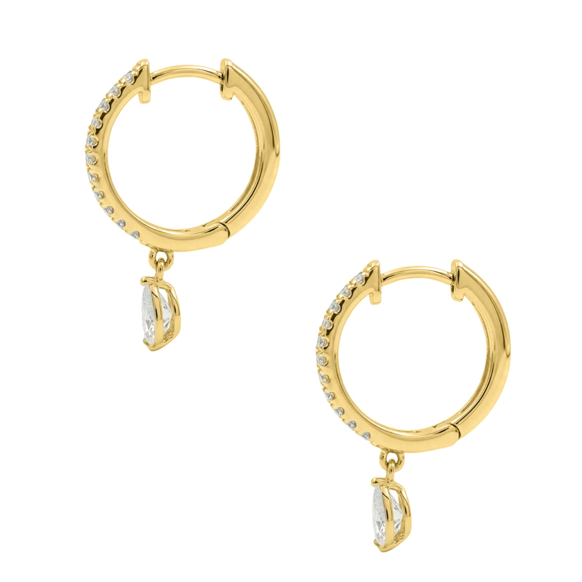 Lab-Grown Diamond Pear With Round Hoop Earrings in 14K White Gold or 14K Yellow Gold