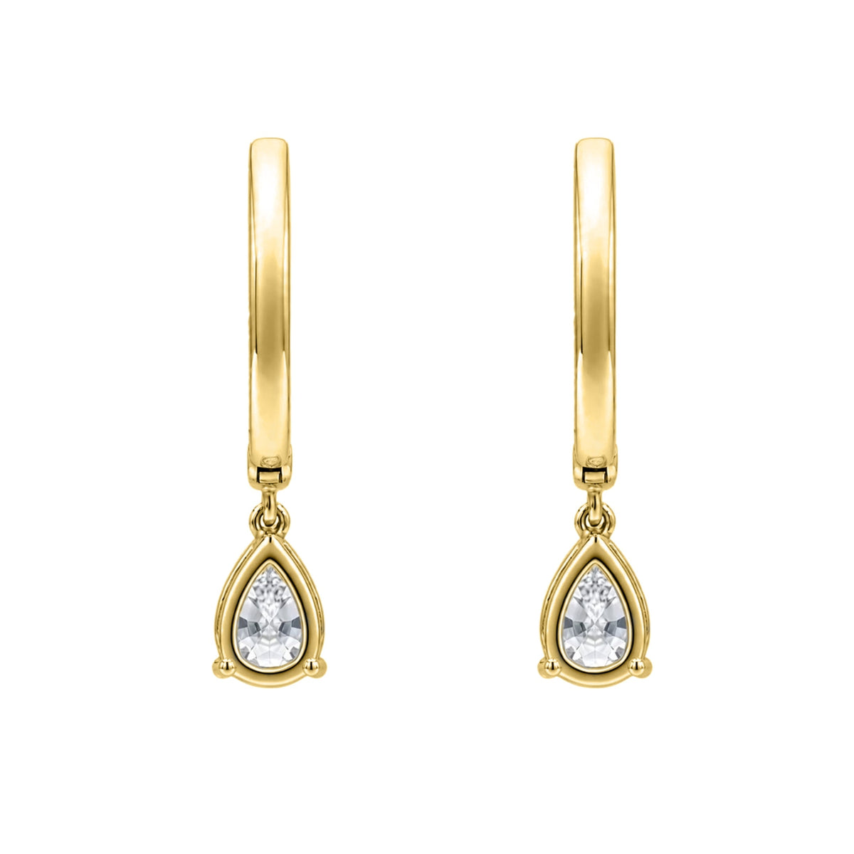Lab-Grown Diamond Pear With Round Hoop Earrings in 14K White Gold or 14K Yellow Gold