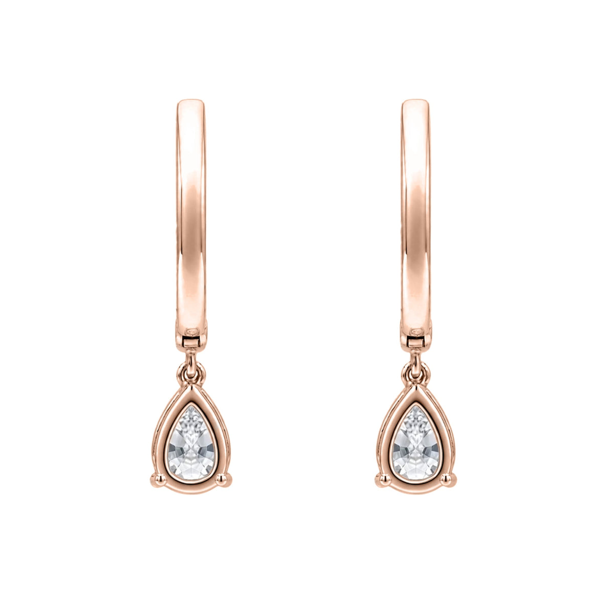 Lab-Grown Diamond Pear With Round Hoop Earrings in 14K White Gold or 14K Yellow Gold