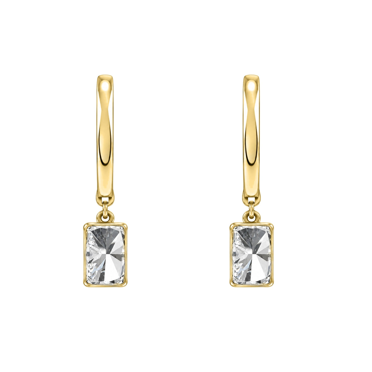 Lab-Grown Diamond Long Cushion With Round Hoop Earrings in 14K White Gold or 14K Yellow Gold