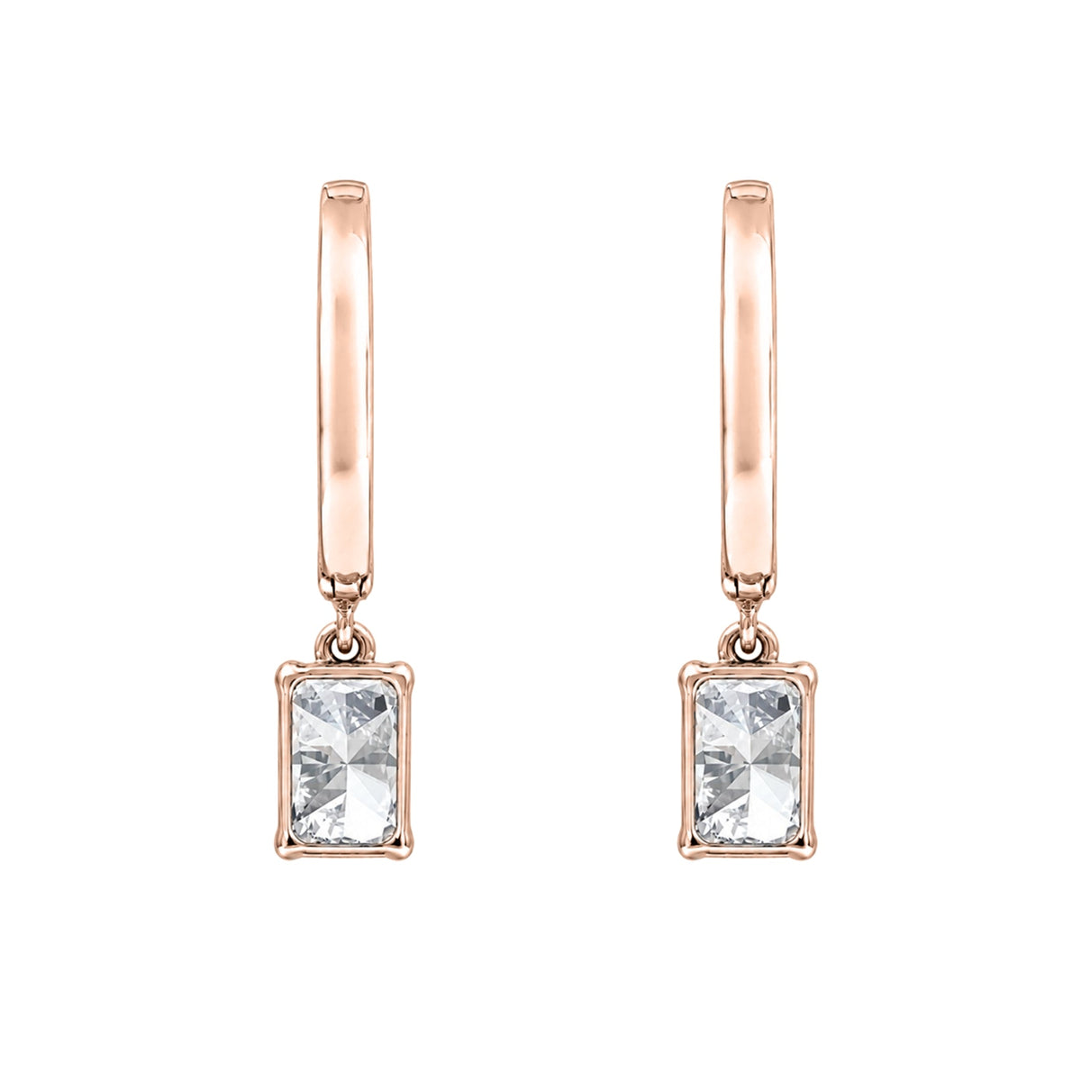 Lab-Grown Diamond Radiant With Round Hoop Earrings in 14K White Gold or 14K Yellow Gold