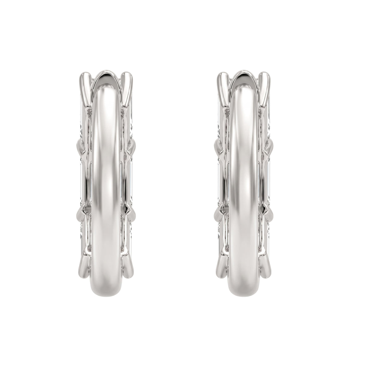 Lab-Grown Diamond 3 Stone Hoop Earrings in 14K White Gold or 14K Yellow Gold