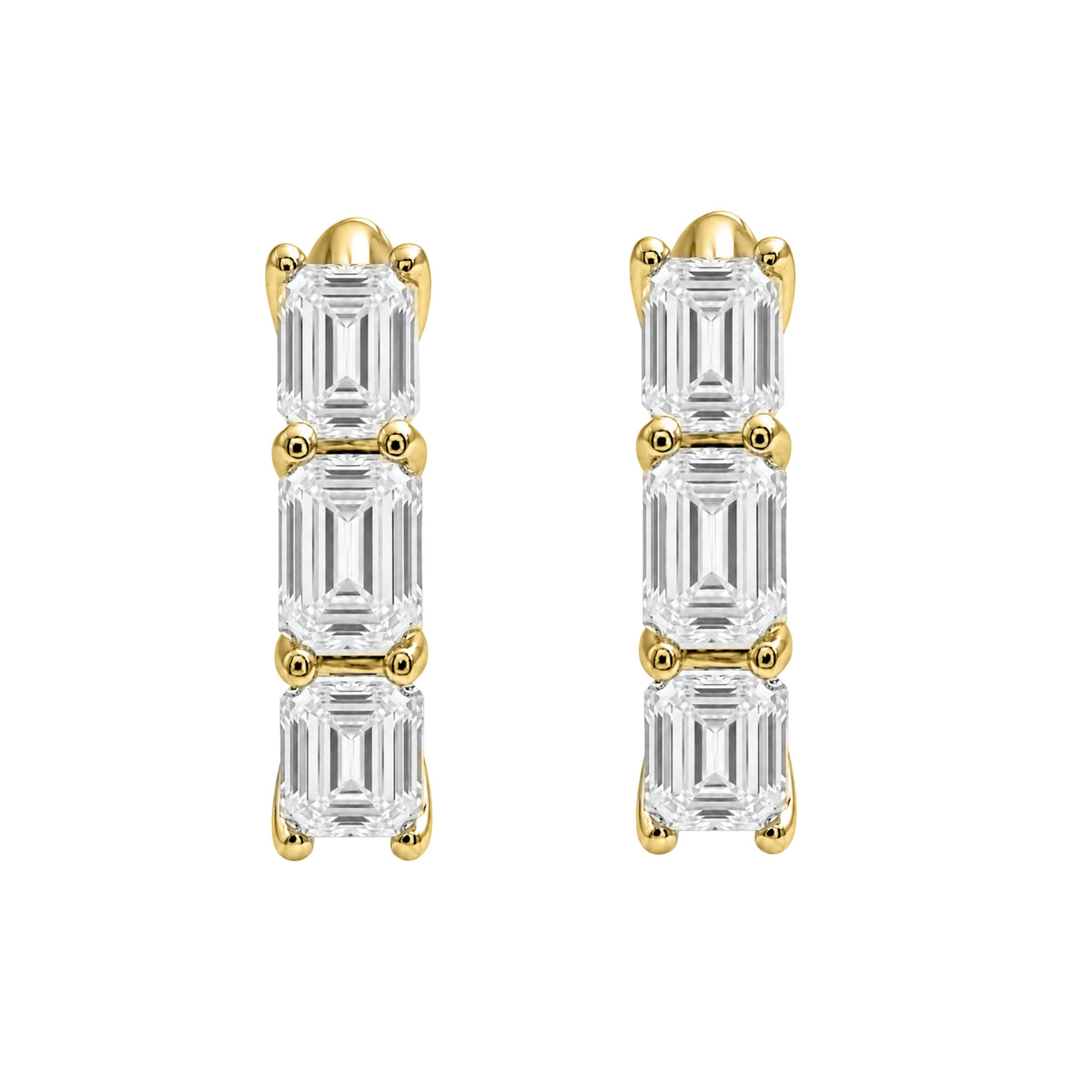 Lab-Grown Diamond Emerald-Cut Hoop Earrings in 14K White Gold or 14K Yellow Gold