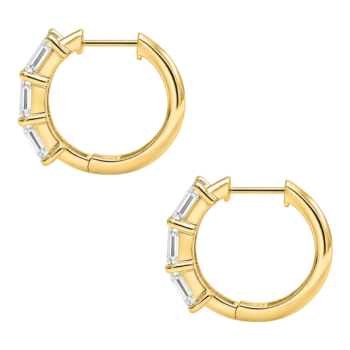 Lab-Grown Diamond Emerald-Cut Hoop Earrings in 14K White Gold or 14K Yellow Gold