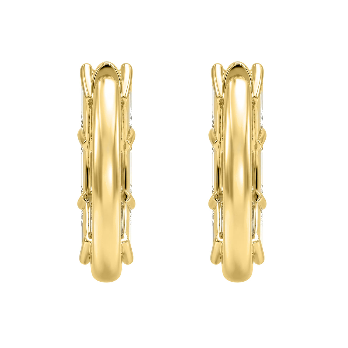 Lab-Grown Diamond Emerald-Cut Hoop Earrings in 14K White Gold or 14K Yellow Gold