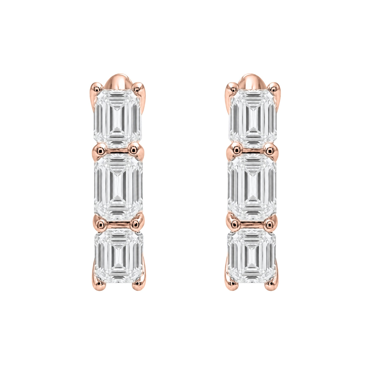 Lab-Grown Diamond Emerald-Cut Hoop Earrings in 14K White Gold or 14K Yellow Gold