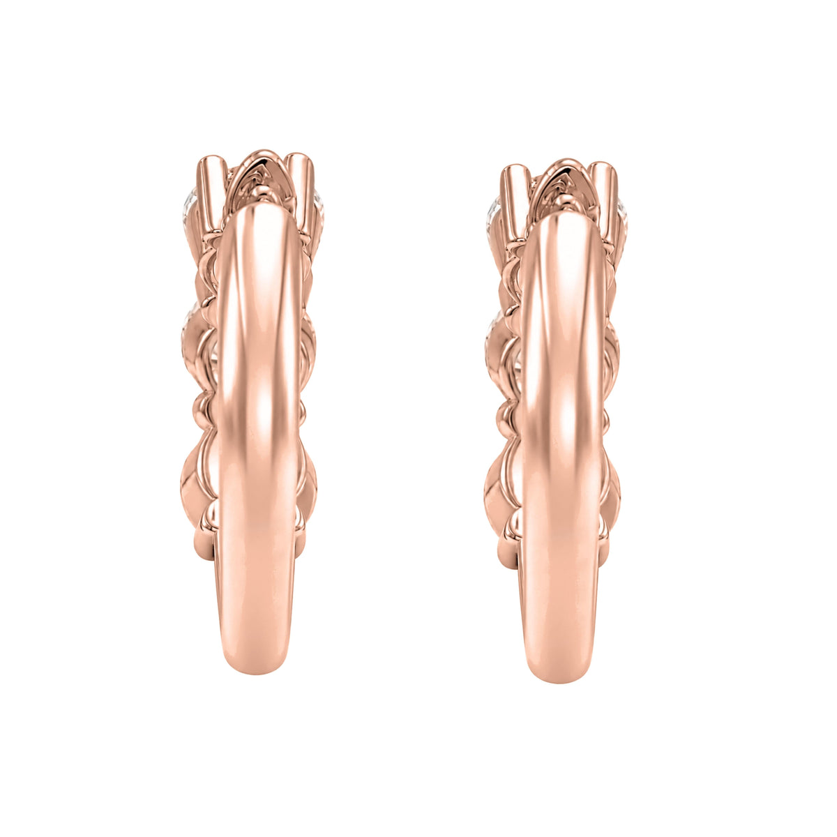 Lab-Grown Diamond 3 Stone Hoop Earrings in 14K White Gold or 14K Yellow Gold