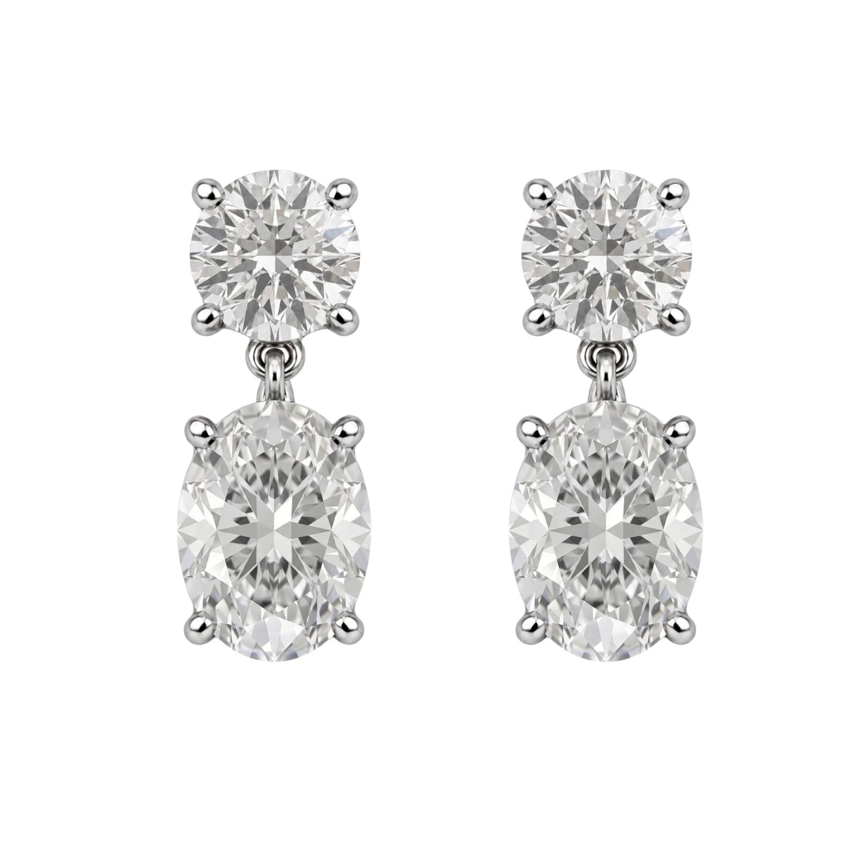 Lab-Grown Diamond Round-Oval Stud Earrings in 14K White Gold or 14K Yellow Gold