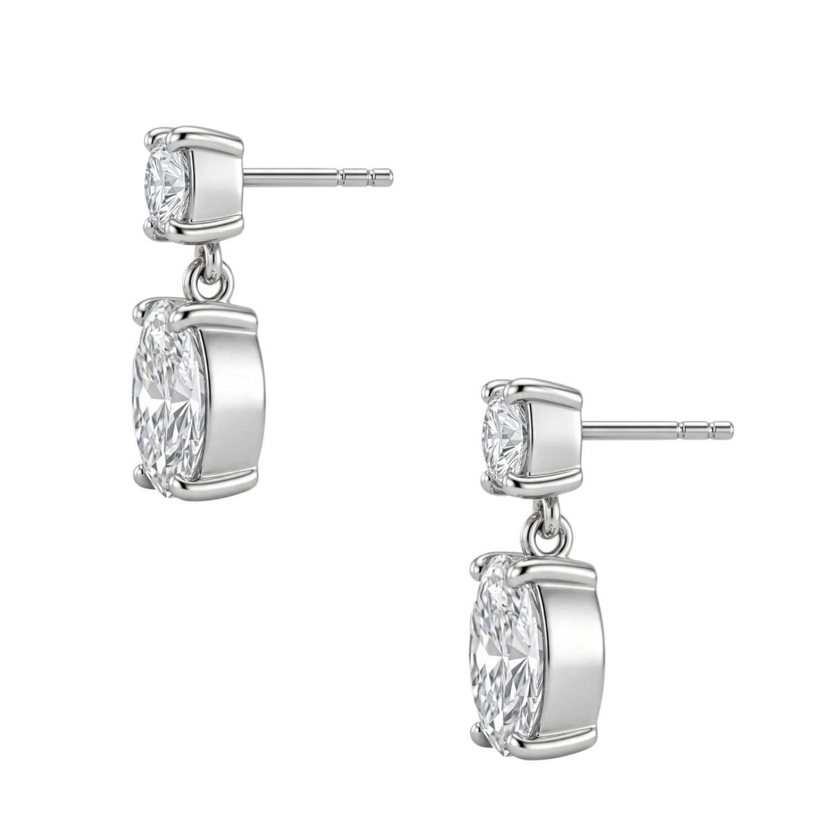Lab-Grown Diamond Round-Oval Stud Earrings in 14K White Gold or 14K Yellow Gold