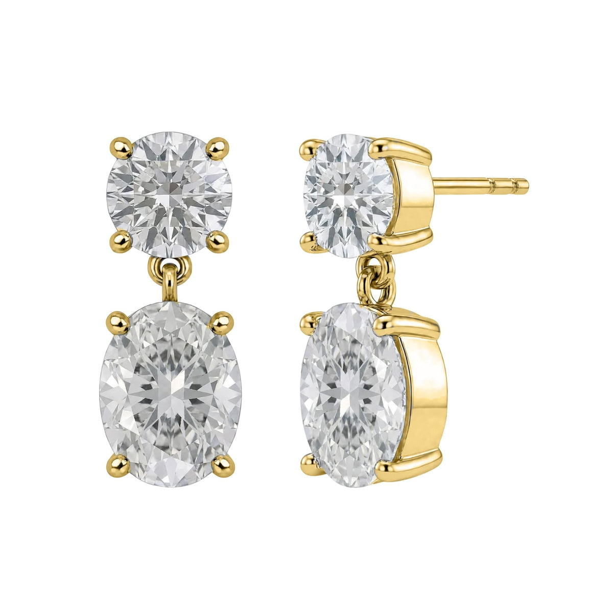 Lab-Grown Diamond Round-Oval Stud Earrings in 14K White Gold or 14K Yellow Gold