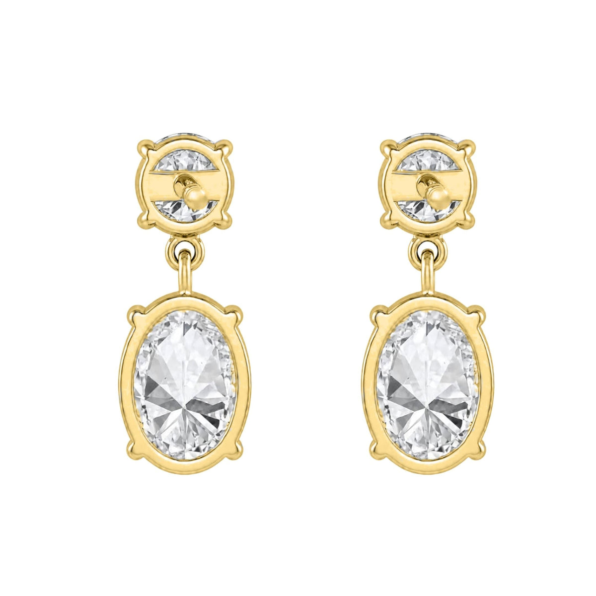 Lab-Grown Diamond Round-Oval Stud Earrings in 14K White Gold or 14K Yellow Gold