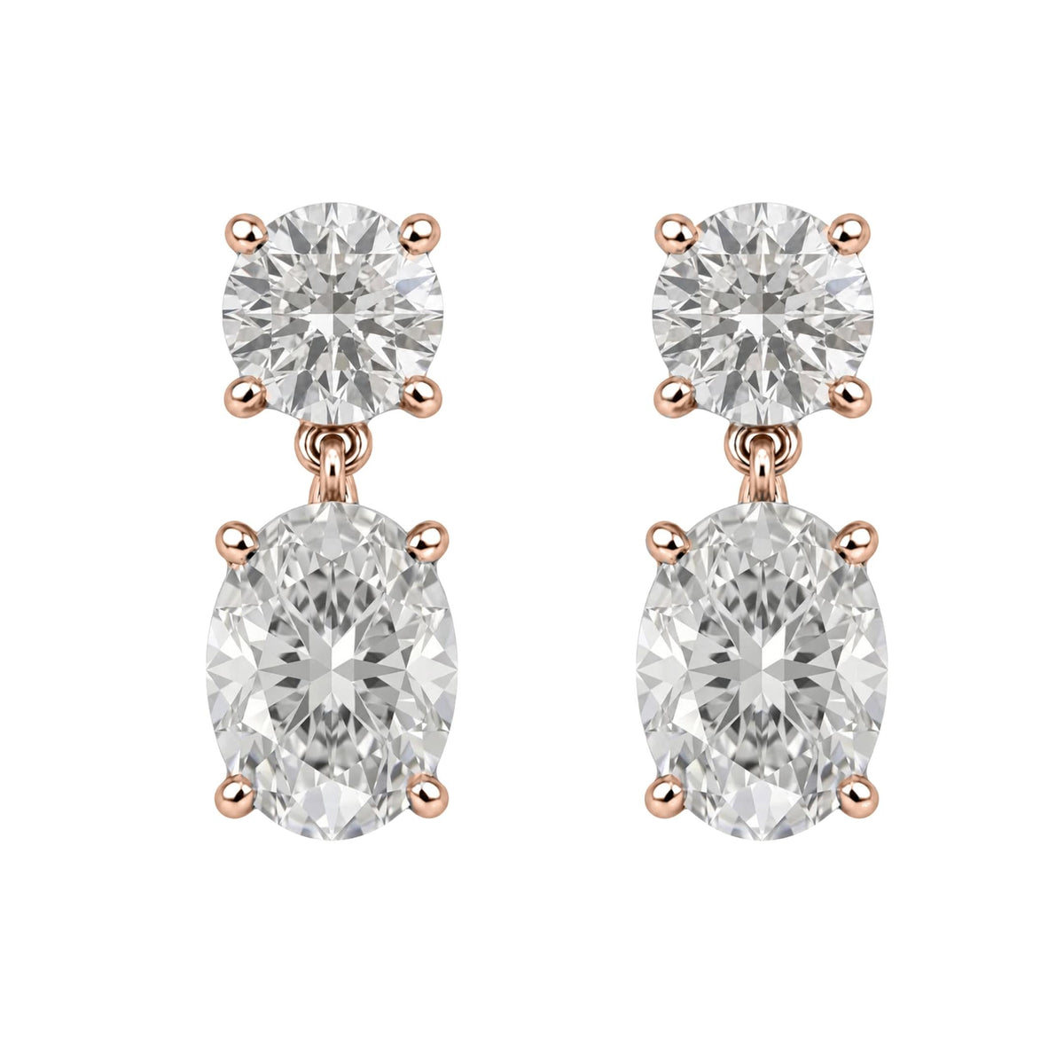 Lab-Grown Diamond Round-Oval Stud Earrings in 14K White Gold or 14K Yellow Gold